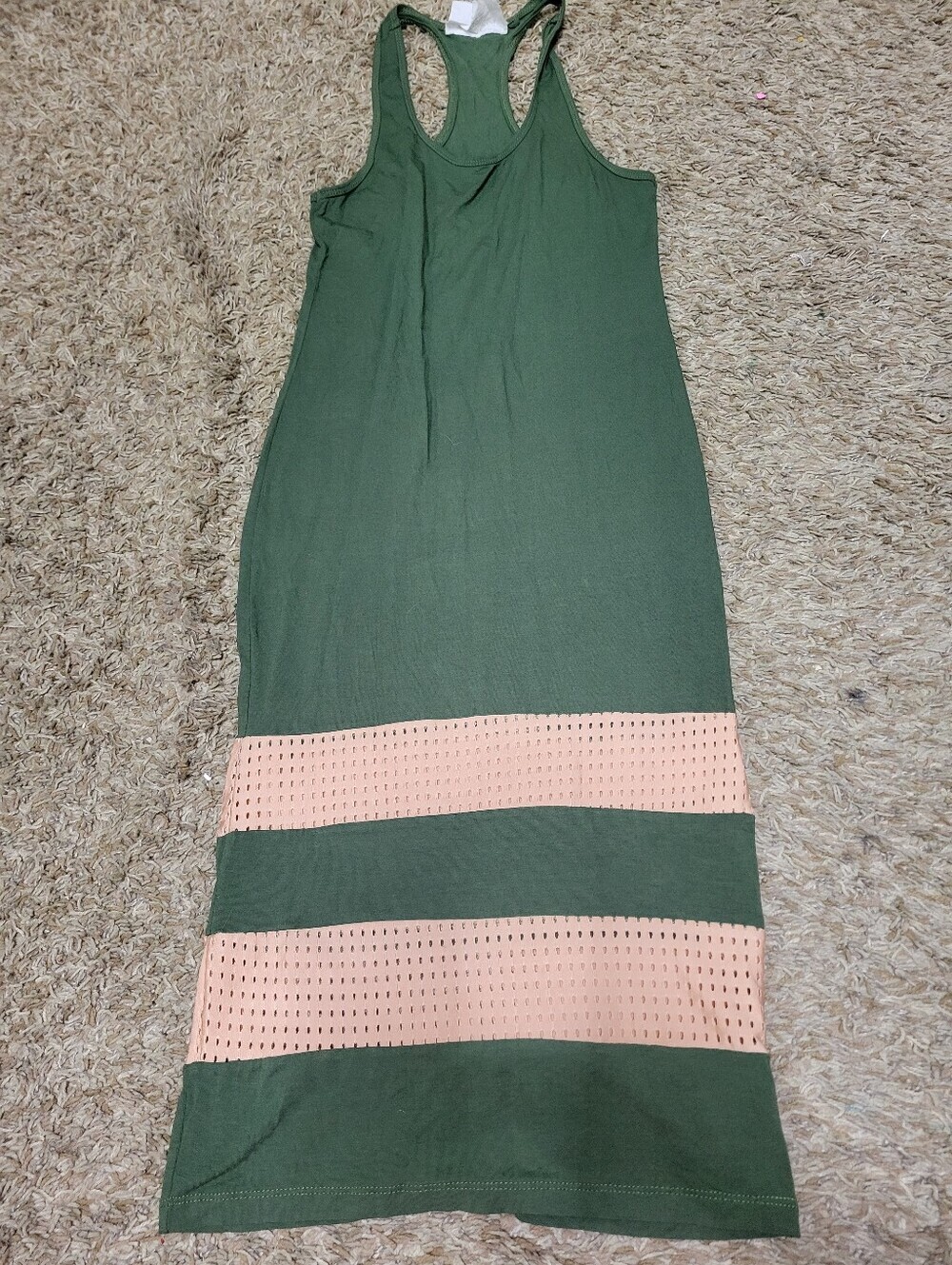 acacia swimwear Olive Green Maxi Dress with Peach Contrast Bands